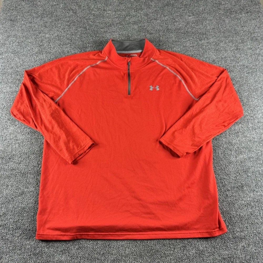 Under Armour HeatGear Pullover Mens 2XL Red 1/4 Zip Long Sleeve Athletic