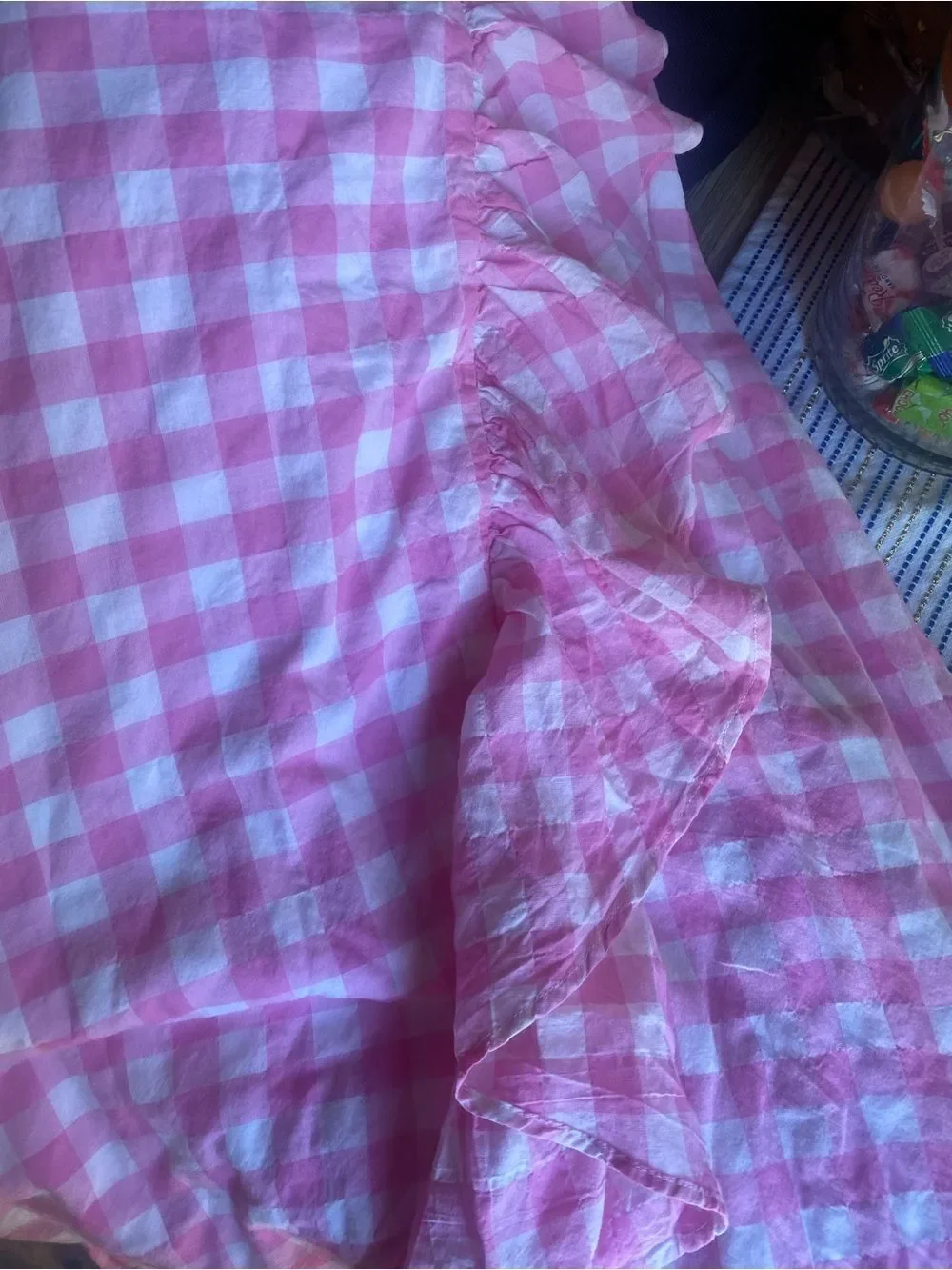 J. Crew Pink and White Gingham Elastic-Waist Skirt Sz XXL
