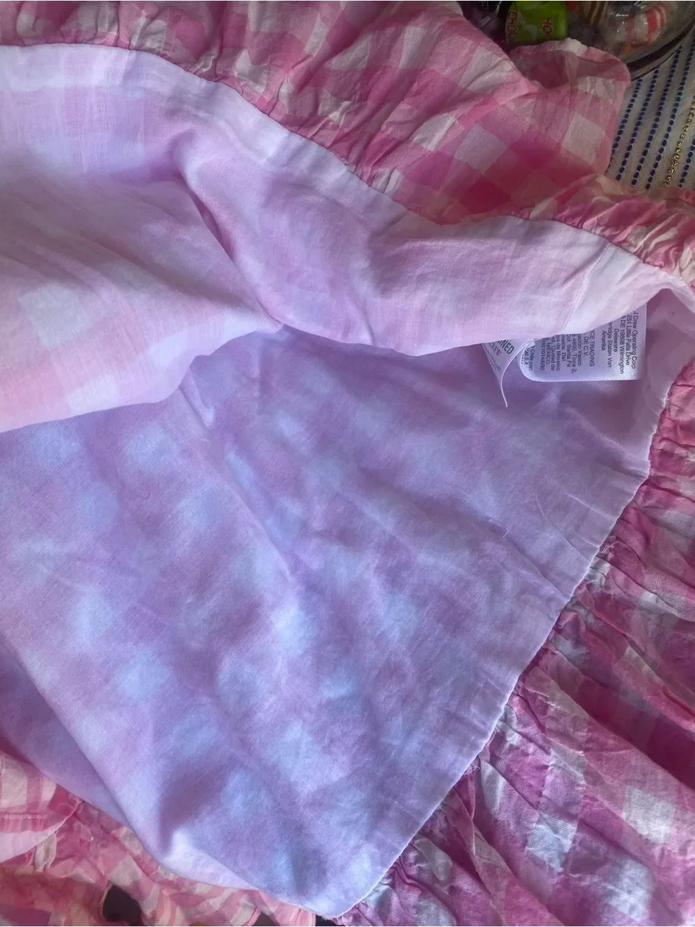J. Crew Pink and White Gingham Elastic-Waist Skirt Sz XXL