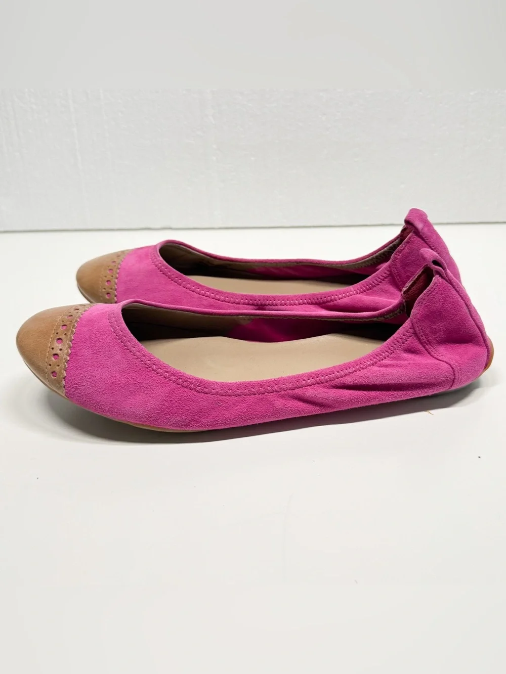 COLE HAAN Air Jenni Cap Toe Pink Suede Ballet Flats- Comfort Sz 7.5