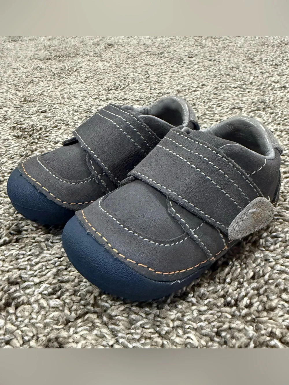 Stride Rite Soft Motion Kellen Shoes Boys 3W Gray Leather First Walker