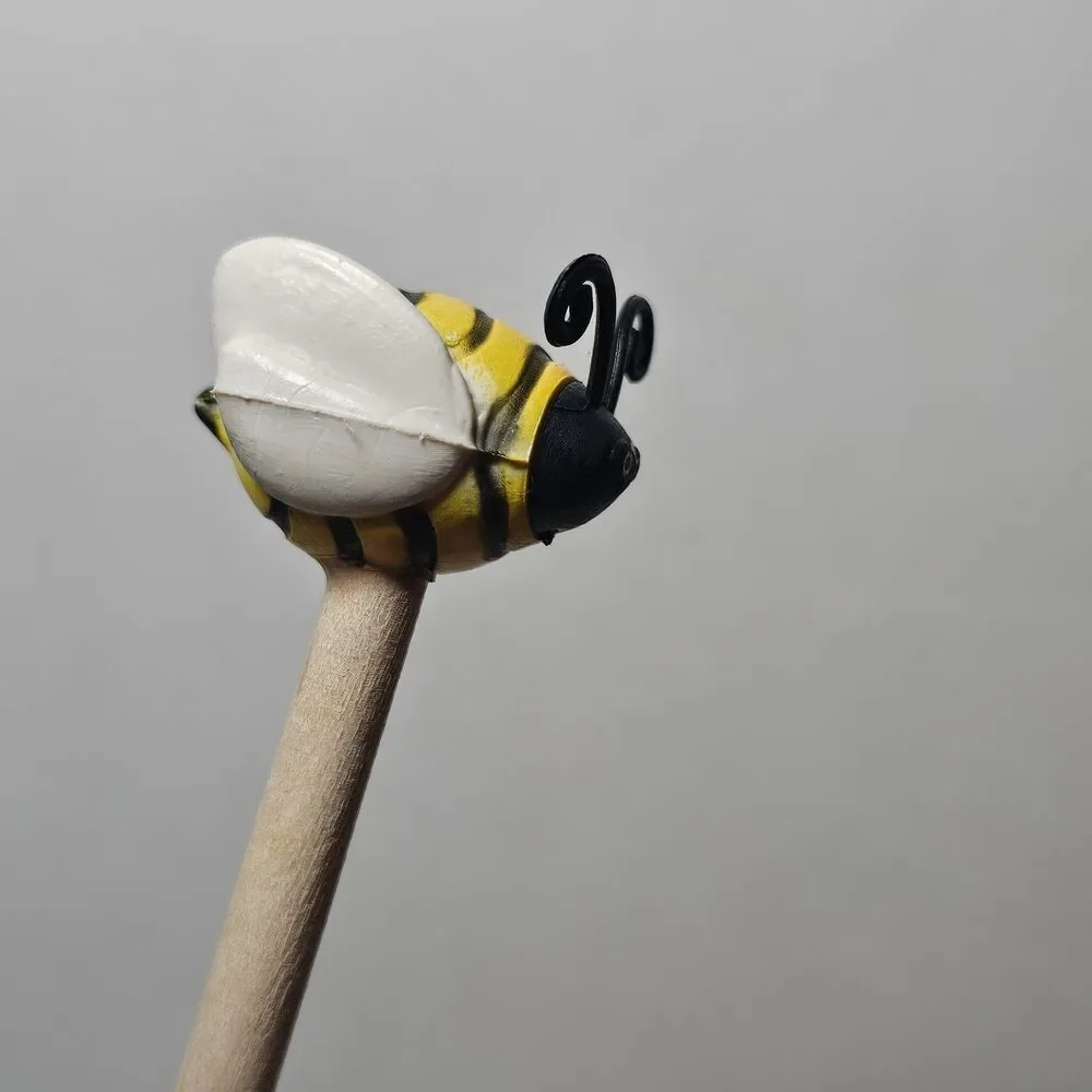 Mini Honey Pot Ceramic Jar & Wood Dipper Beehive with Bee Honey Miel