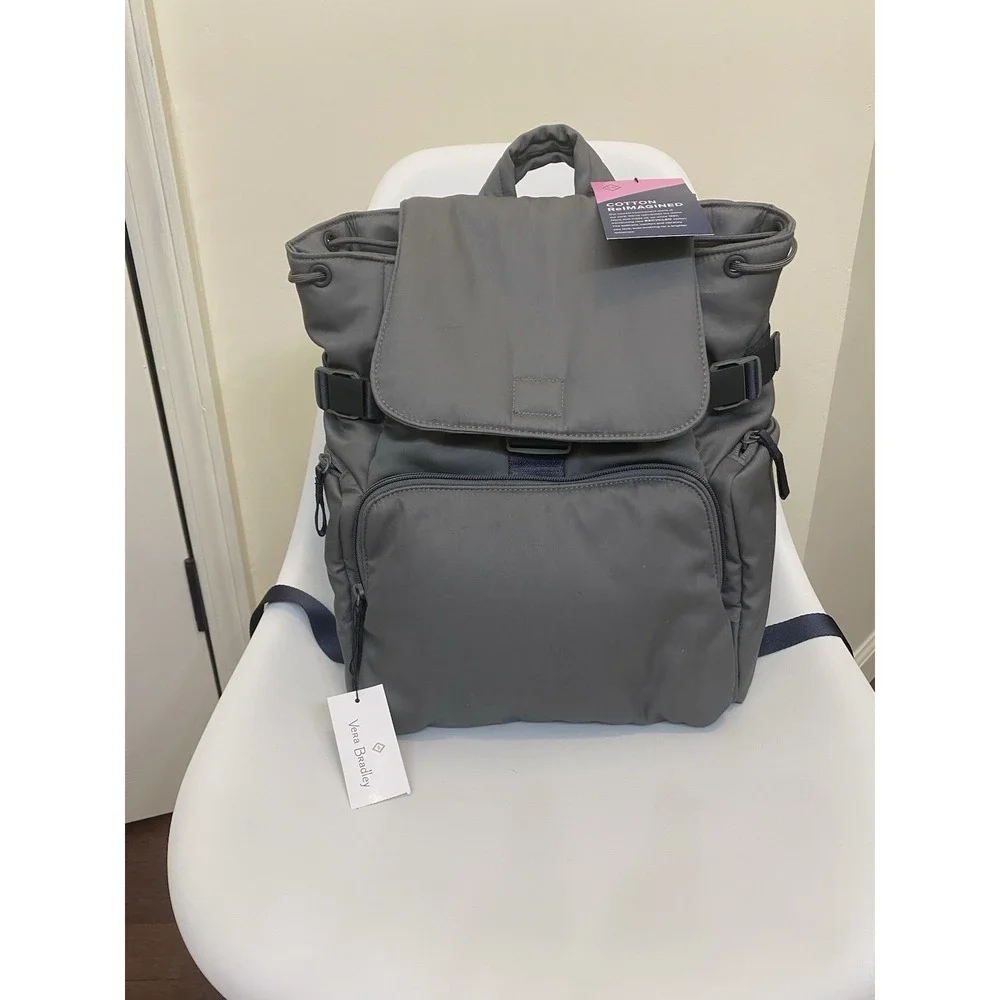 Vera Bradley Women's Cotton Utility Backpack Galaxy Gray New Bag School Beach