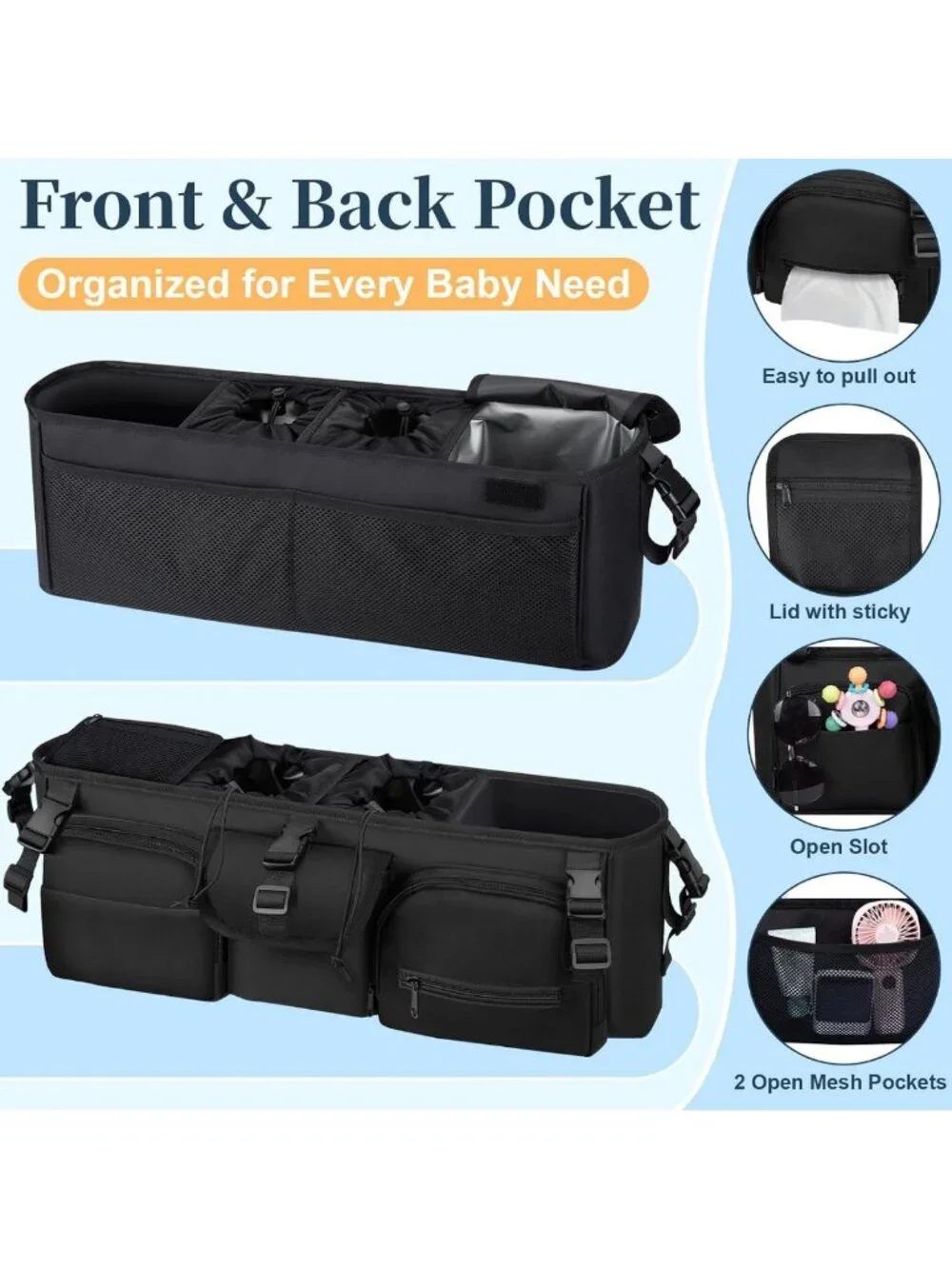 Double Stroller Organizer with Cooler Bag | Baby Stroller Accessories, Parent