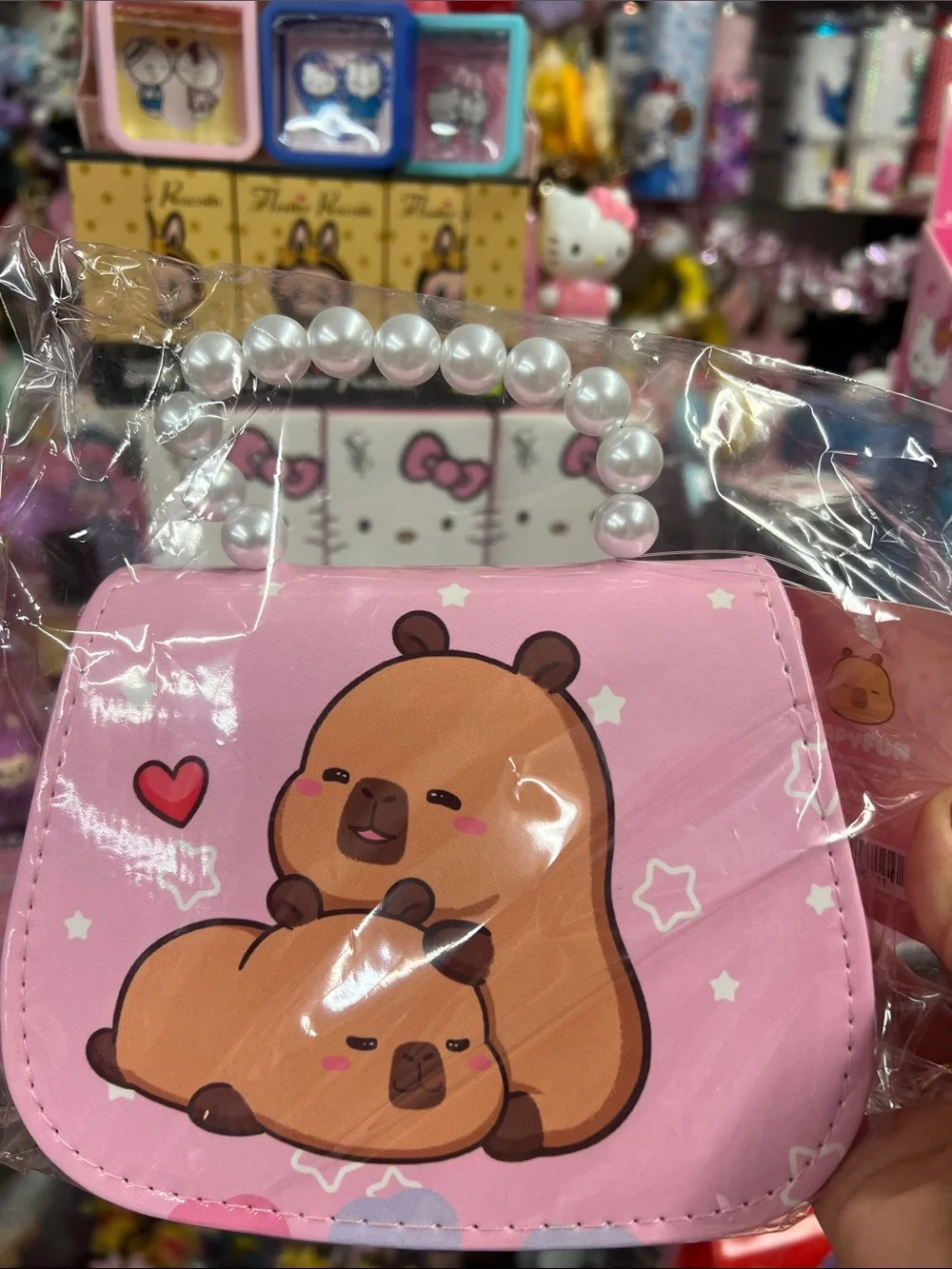 Kids Pink Bear Pearl-Handle Purse