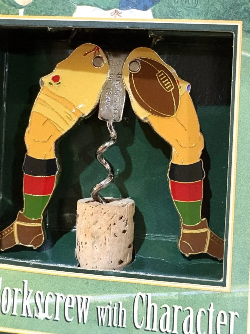 The Leg Pull Rugby Player Wine Opener The Corkscrew with Character VTG 1997