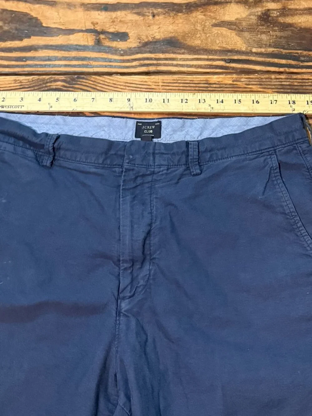 J Crew Short Shorts Mens 36 Navy Blue Club Chino Flat Front 9 inch Inseam Casual