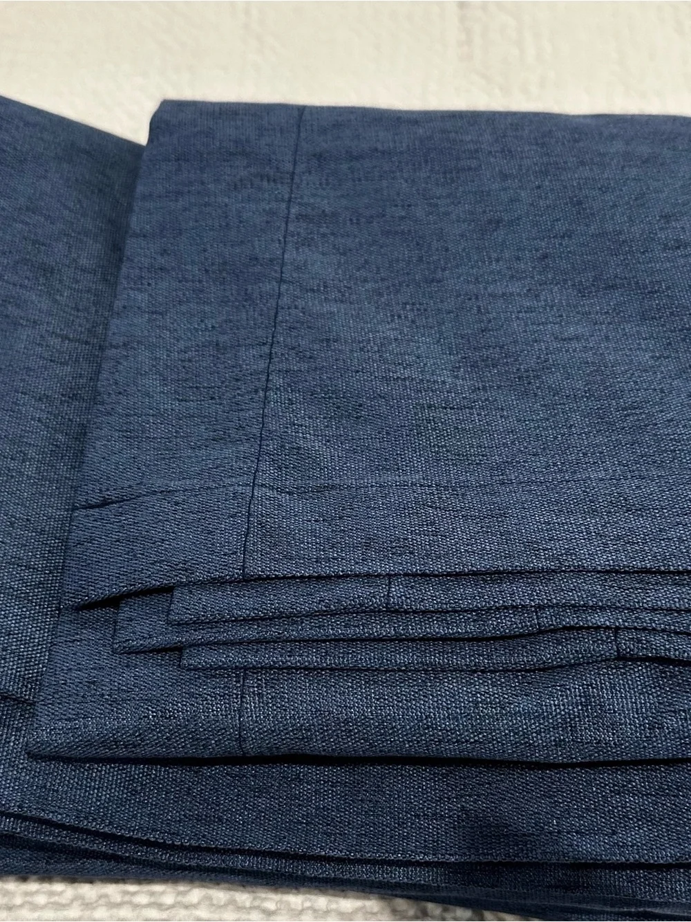 Mainer Blue Faux Linen Extra Long Blackout Curtain- Blue