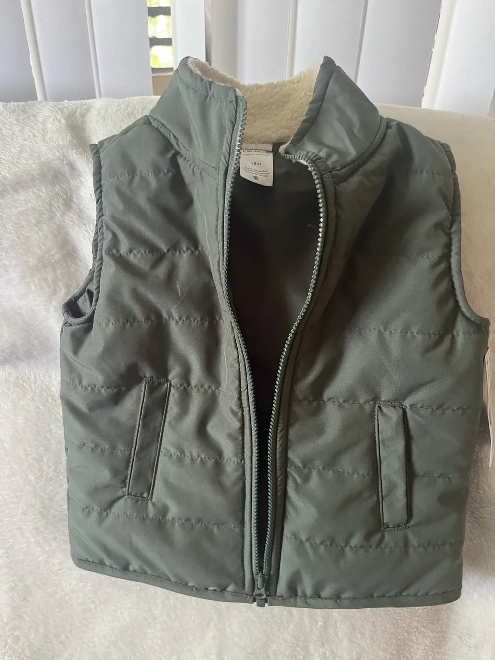 Carter's Quilted Kids Puffer Vest in Olive