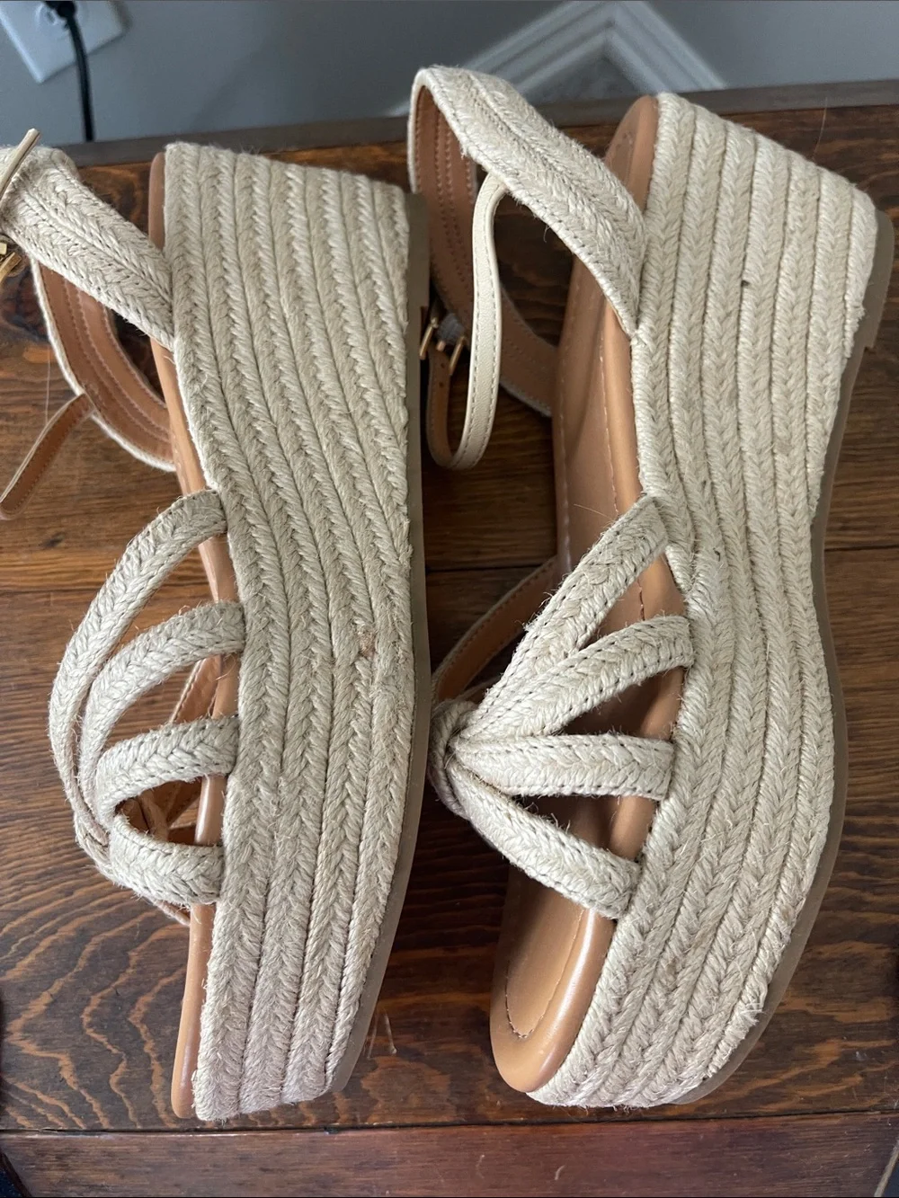 J. Crew Factory Cream Knotted Espadrille Wedges
