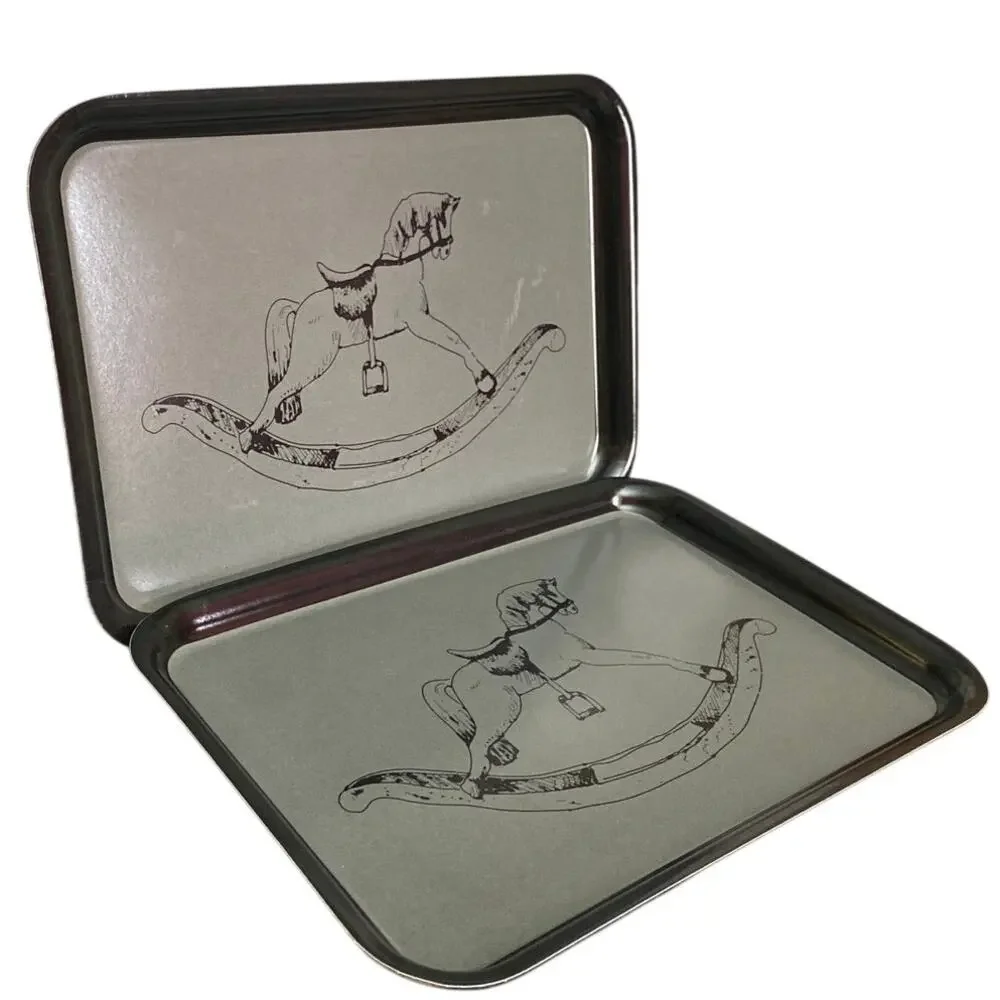Vintage IKEA Rocking Horse Tray SET OF 2 Melamine Serving Kids Children 11x8