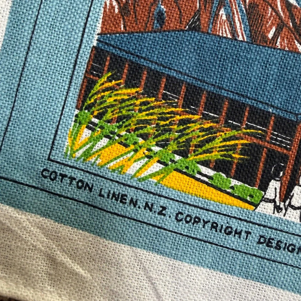 Vintage New Zealand Mt Cook Tea Towel Derek Design Hermitage Linen Cotton 18x28