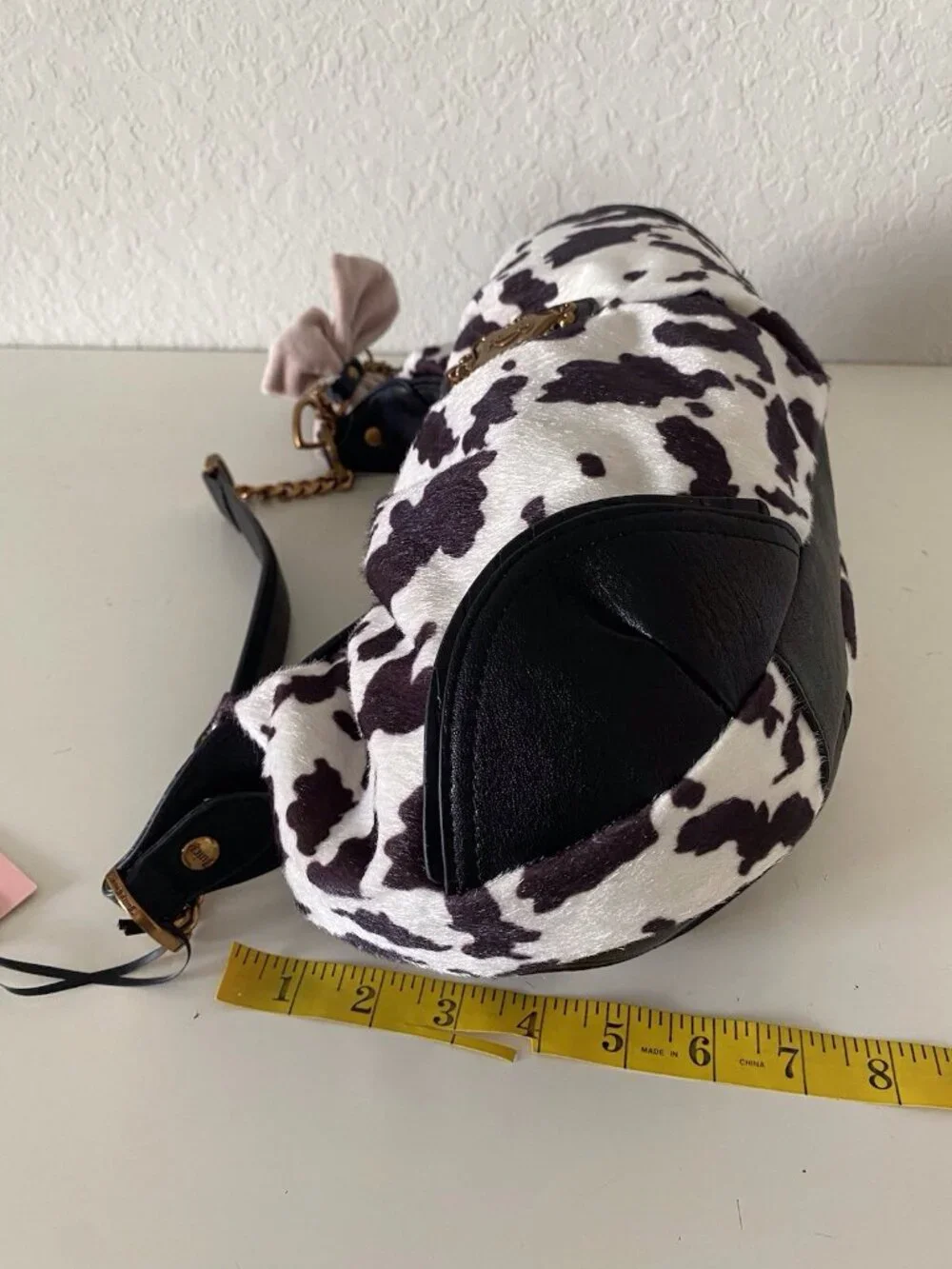 Juicy Couture Romance Cow Print Hobo Coho Bag‎ Liquorice White W/Charm Viral NEW