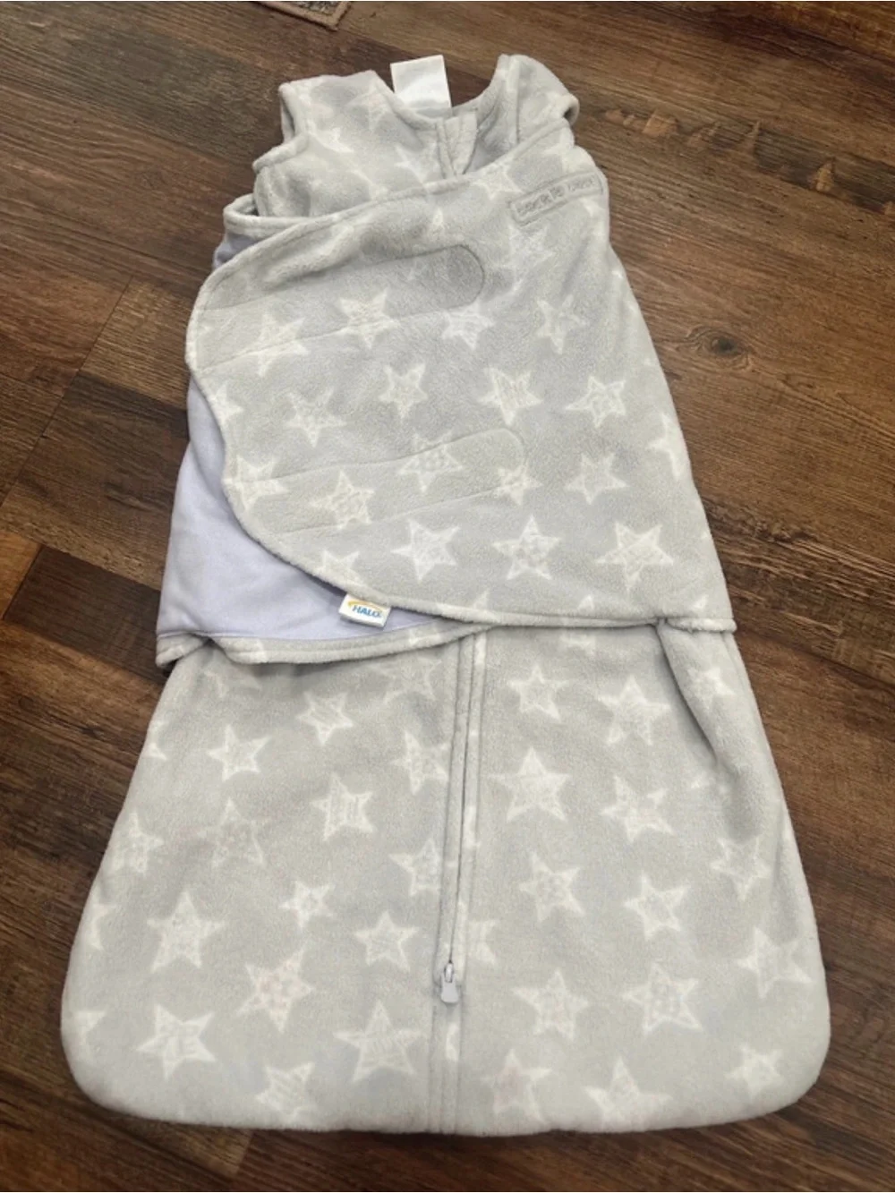 HALO Grey Star Swaddle Sleep Sack - Cozy Fleece Infant Sleeper