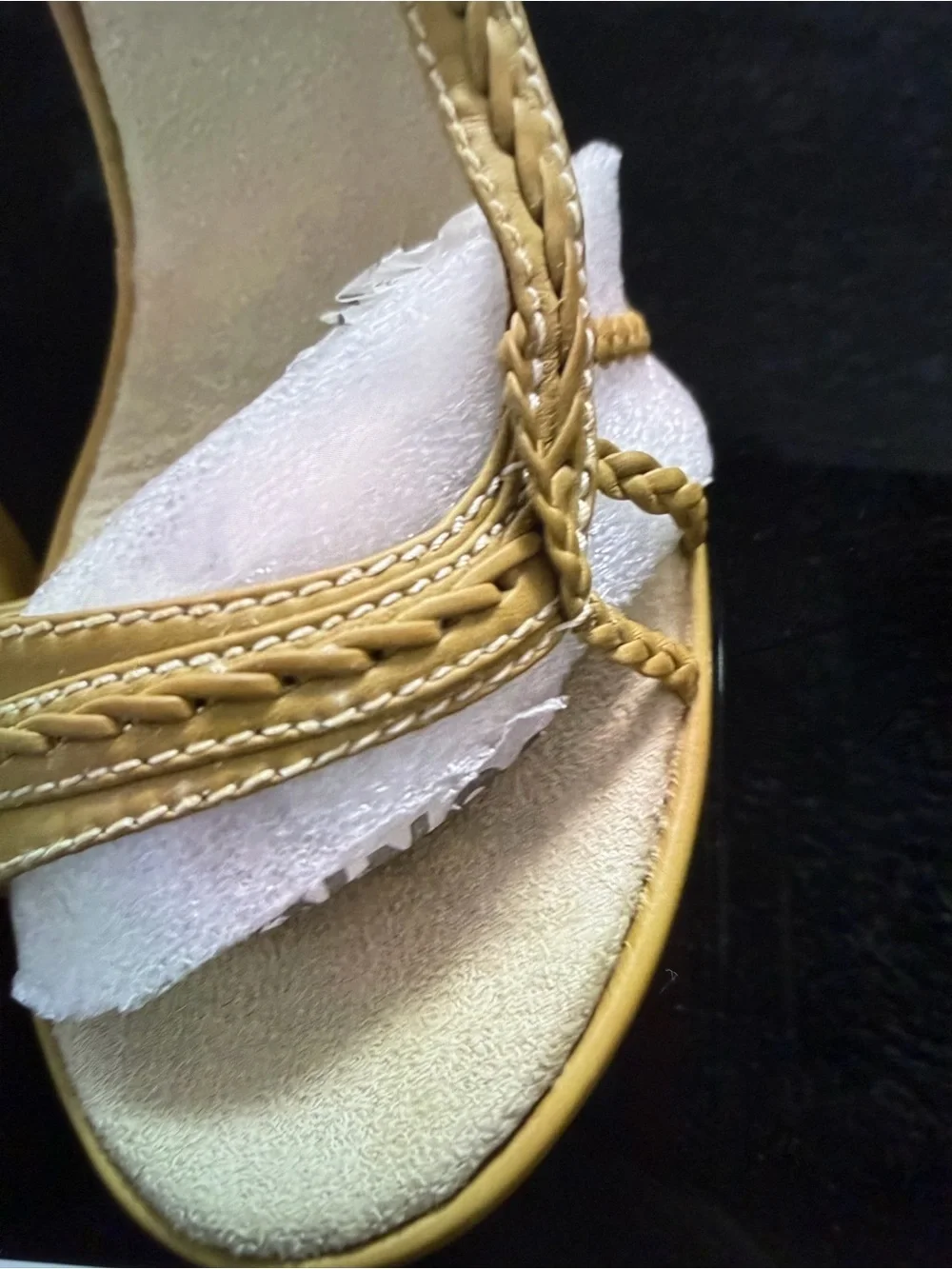 Bonnibel Gold and Tan Wedge Sandals