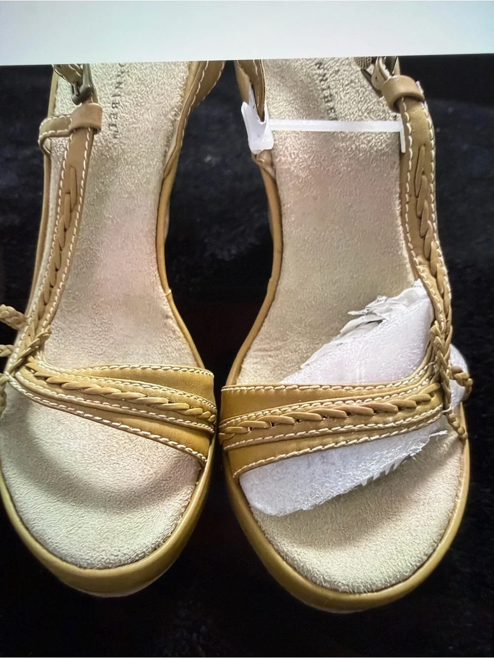 Bonnibel Gold and Tan Wedge Sandals