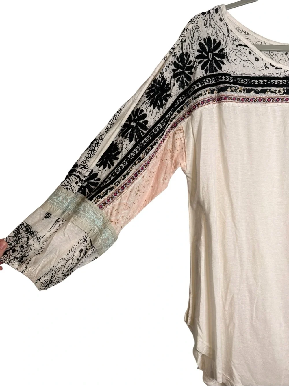Free People Tripoli Slouchy Embroidered Boho Top Size Small