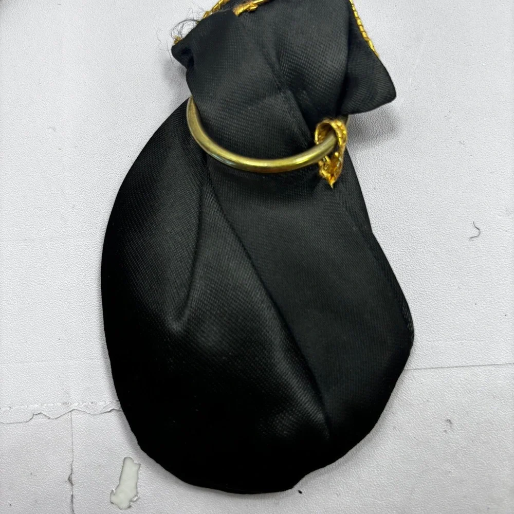 Vintage Chunn Paris Black Beaded‎ Evening Bag Handbag Made in France Gold Frame