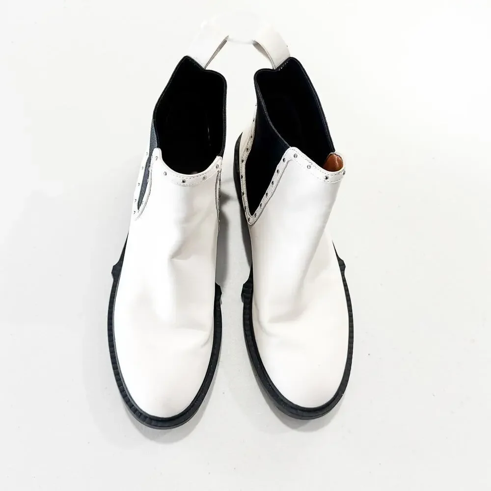 Coach Lory Leather Combat Bootie Slip on Mint Condition Chalk Off White Size 10