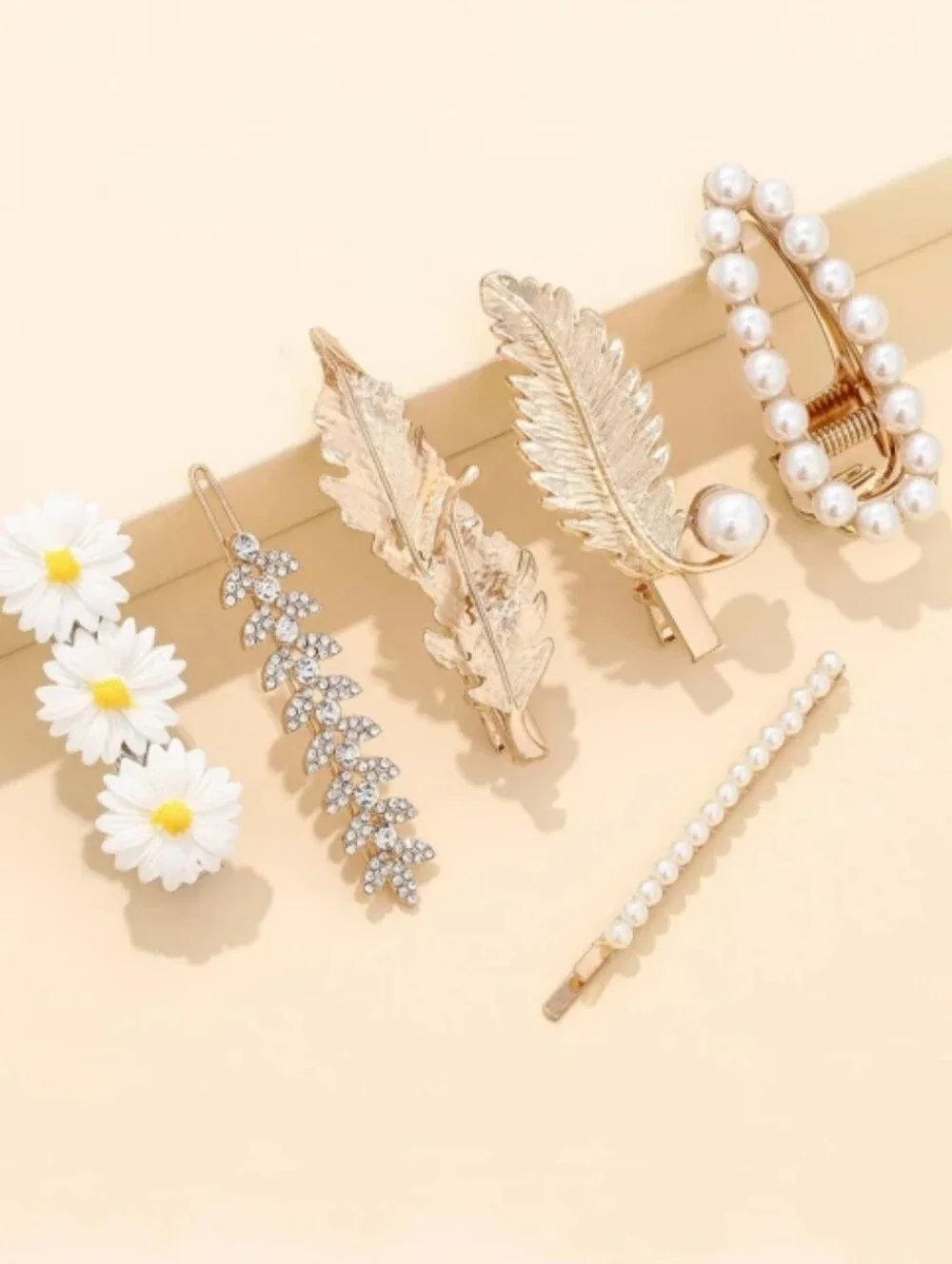 Gold & Pearl Multi-Pack Hairclip 6 Pack Set. NIP.