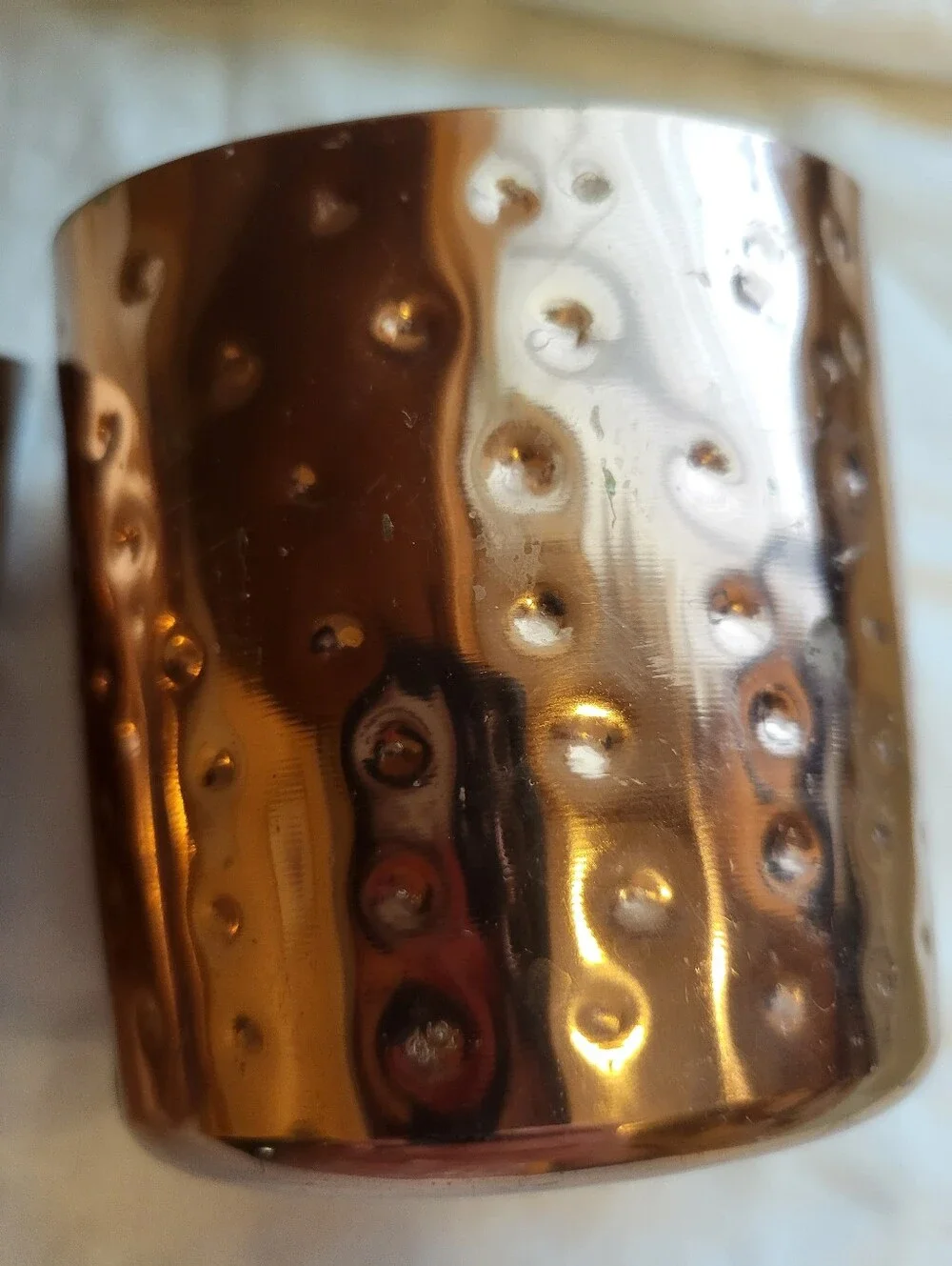 Acopa Set Of Two  12 Oz Hammered Copper Accent Holder - Rose Copper Finish