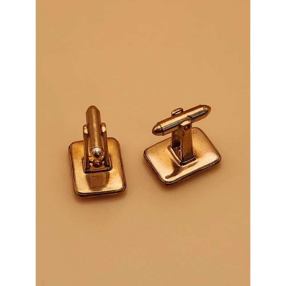 Vintage Art‎ Deco Gold Tone Cufflinks Textured Edge Rectangular FREE $HIPPING!!