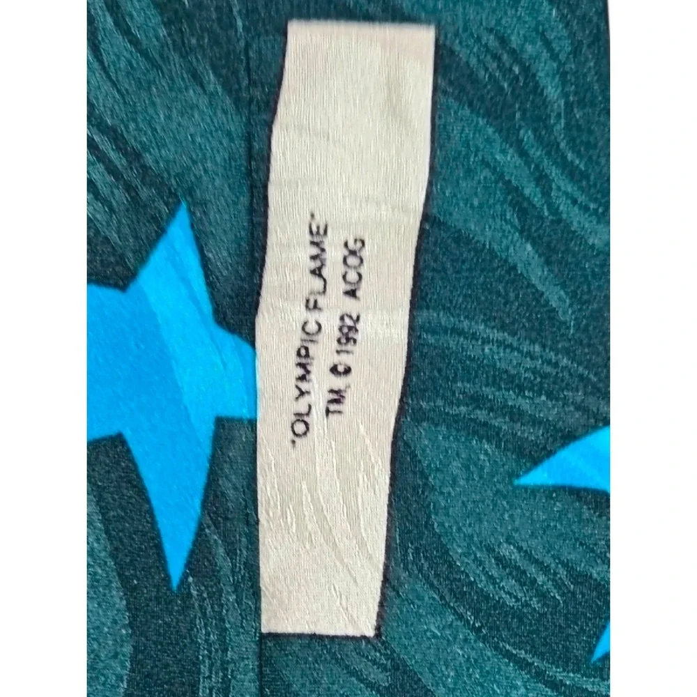 Vintage Atlanta 1996 Olympic Games Silk Tie KM Sport Green Stars Centennial New
