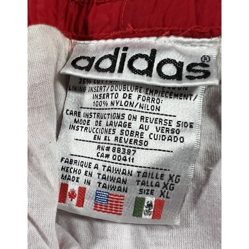 Adidas Vintage Men’s Jogger Track Pants Red Baggy Sports Logo Embroider Adult XL