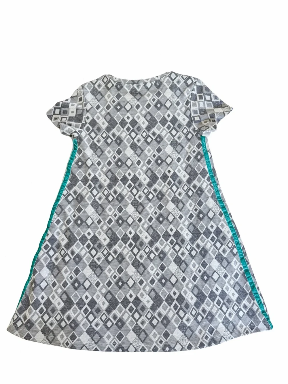 kidpik Gray Diamond-Print A-Line Dress with Blue Side Trim