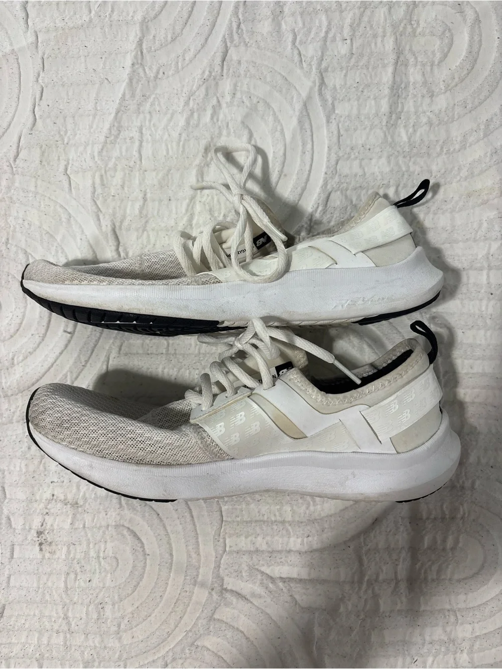 New Balance Cream/Black Slip-On Knit Sneakers
