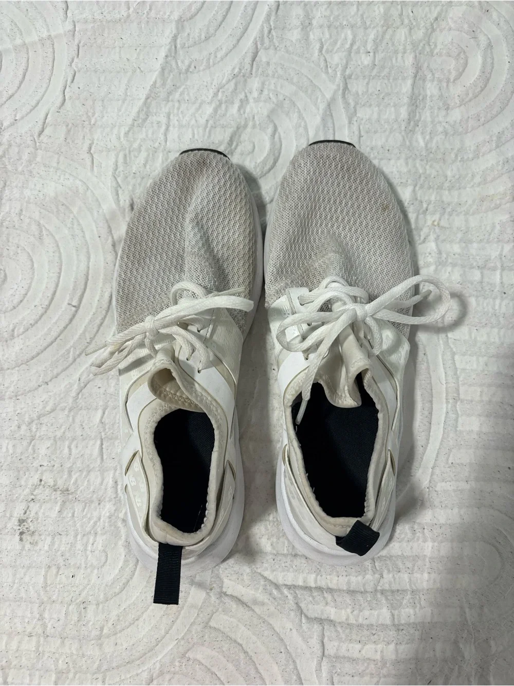 New Balance Cream/Black Slip-On Knit Sneakers