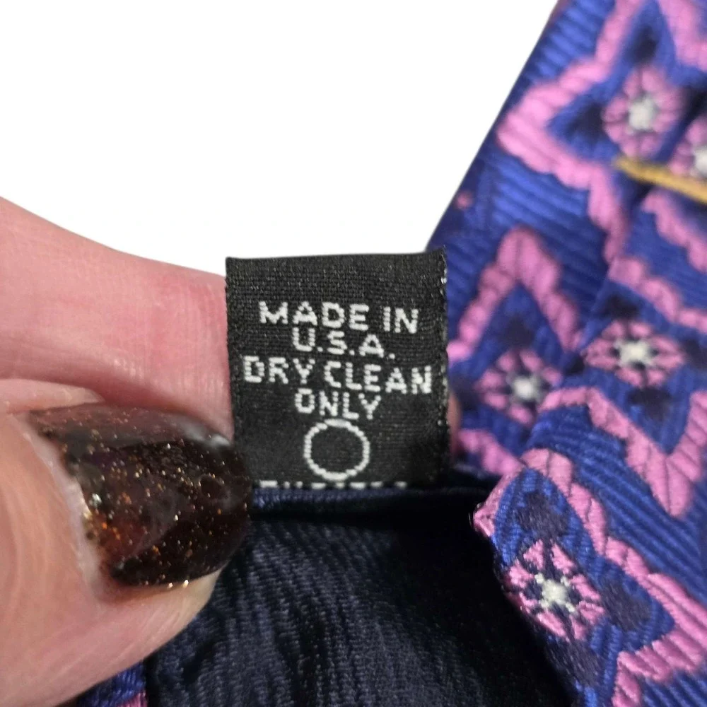 HOLLAND & SHERRY Silk Geometric Pattern Necktie Blue Pink Luxury Formal Men's‎