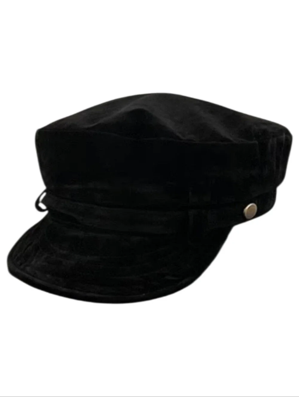 Black Velveteen News Boy Cap Peaky Blinders Grunge French Girl 2000s Pop Star