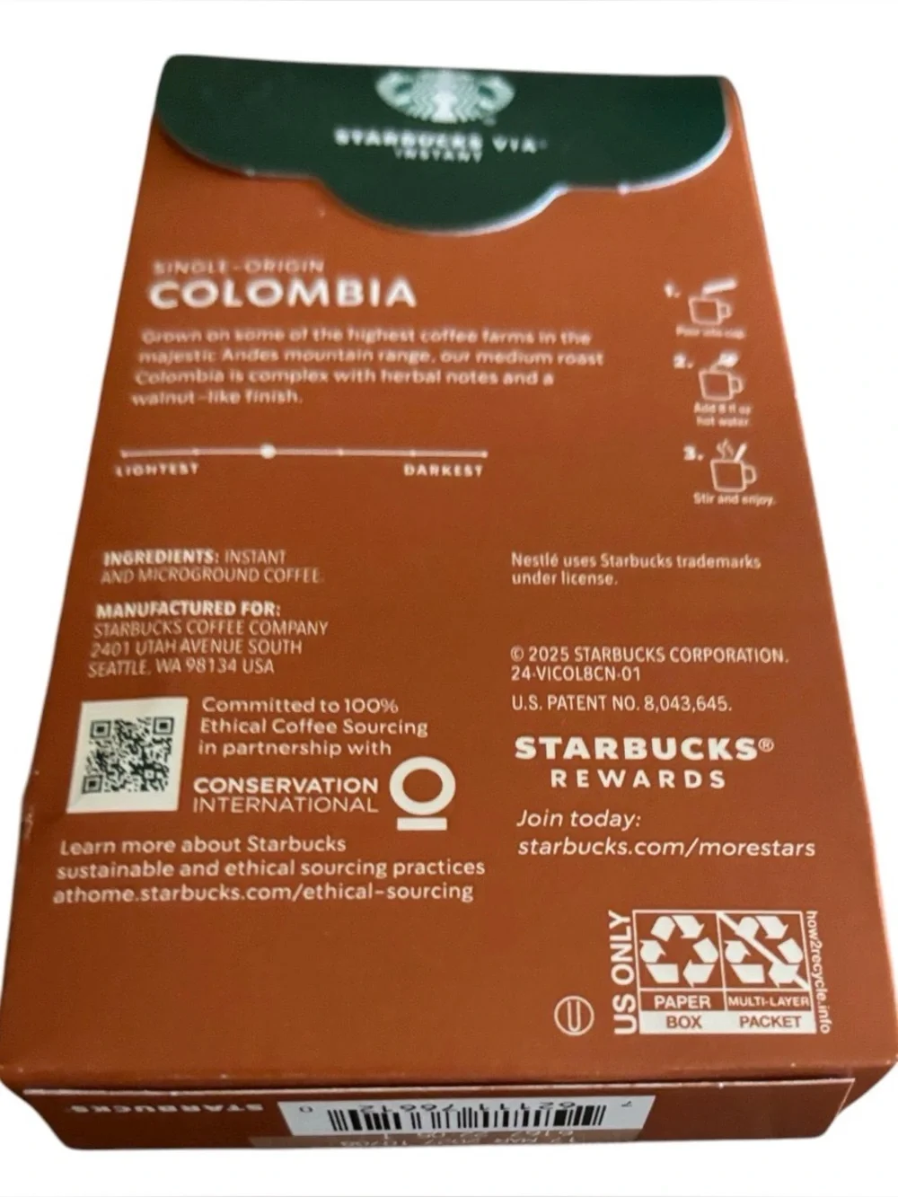 Starbucks | Instant Single Origin Columbia Coffee Medium Roast 16 Packets NWT 2