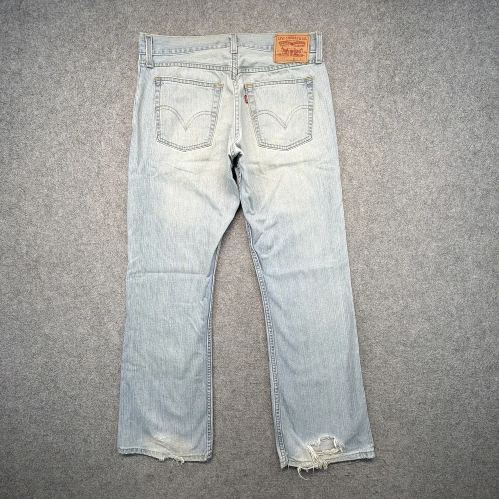 Levis 527 Jeans Mens 31x30 Blue Cotton Bootcut Western Rips Denim Pants Y2K