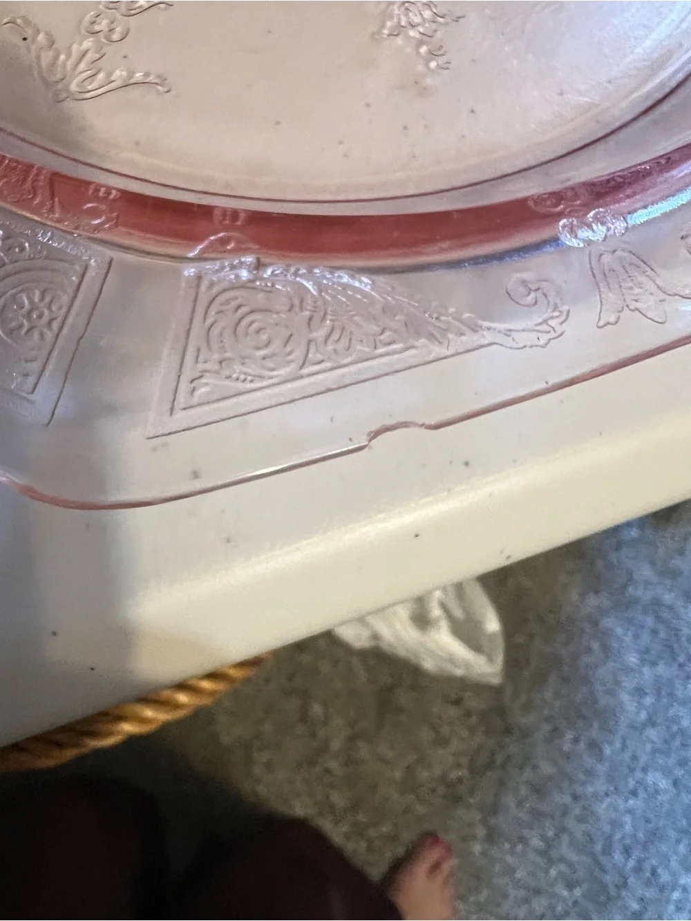 4 Anchor Hocking Depression Glass Grill Plates.  Princess pattern (2 add’l free)