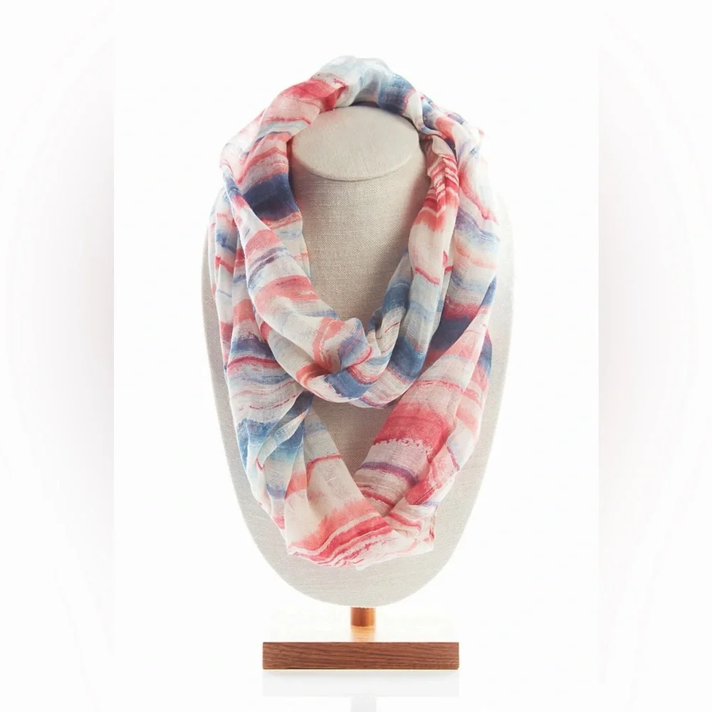 J. Jill ~ NEW Cotton and Linen Pure Jill Painterly Striped Infinity Scarf ~ NWT