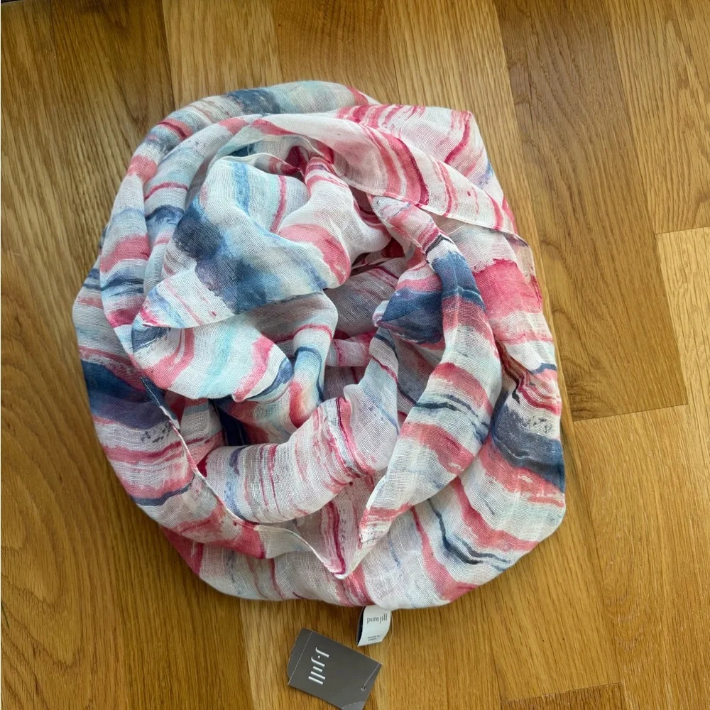 J. Jill ~ NEW Cotton and Linen Pure Jill Painterly Striped Infinity Scarf ~ NWT