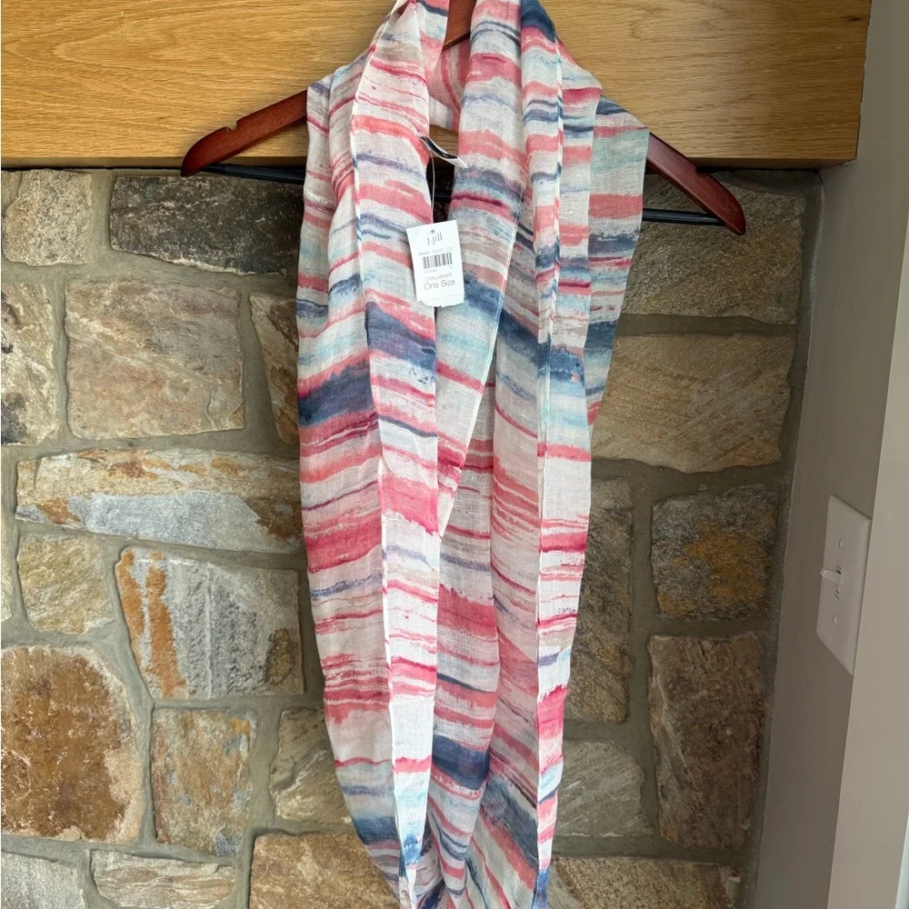 J. Jill ~ NEW Cotton and Linen Pure Jill Painterly Striped Infinity Scarf ~ NWT