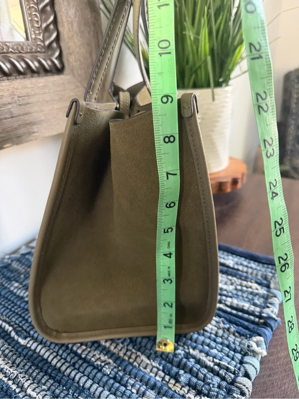 Madewell Lexington Small Tote Worn Olive Suede Leather NWT $168