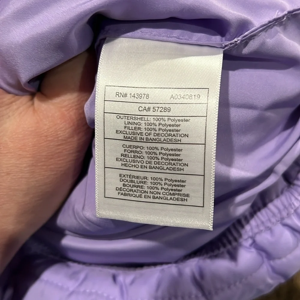 Puma Lavender Quilted Vest kids size 7/8