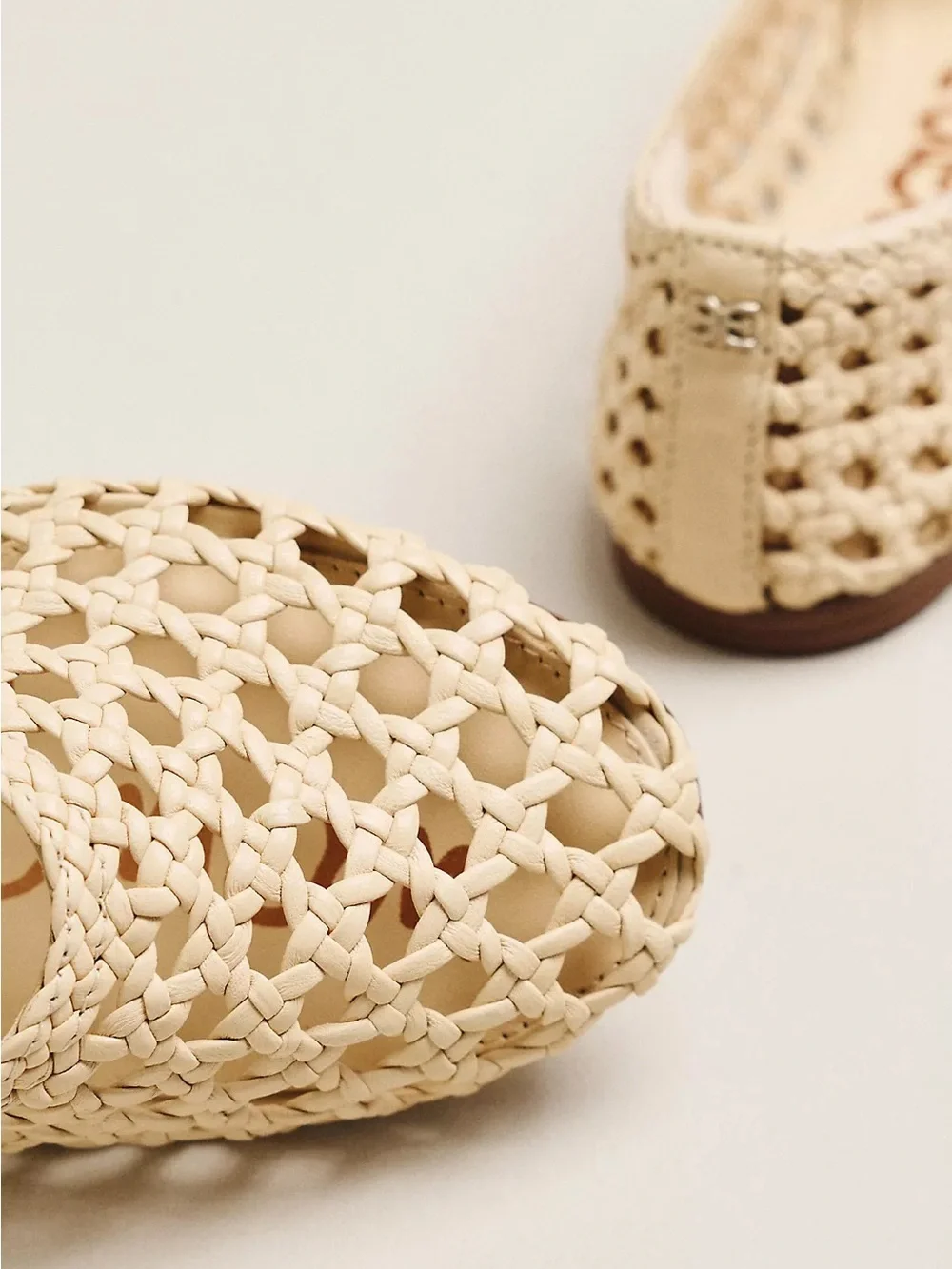 SAM EDELMAN SHIRA IVORY LEATHER WOVEN BALLET FLATS 9