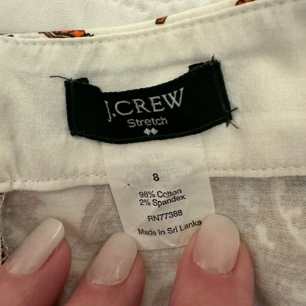 J. Crew Ivory, Purple & orange paisley skirt with stretch Sz-8