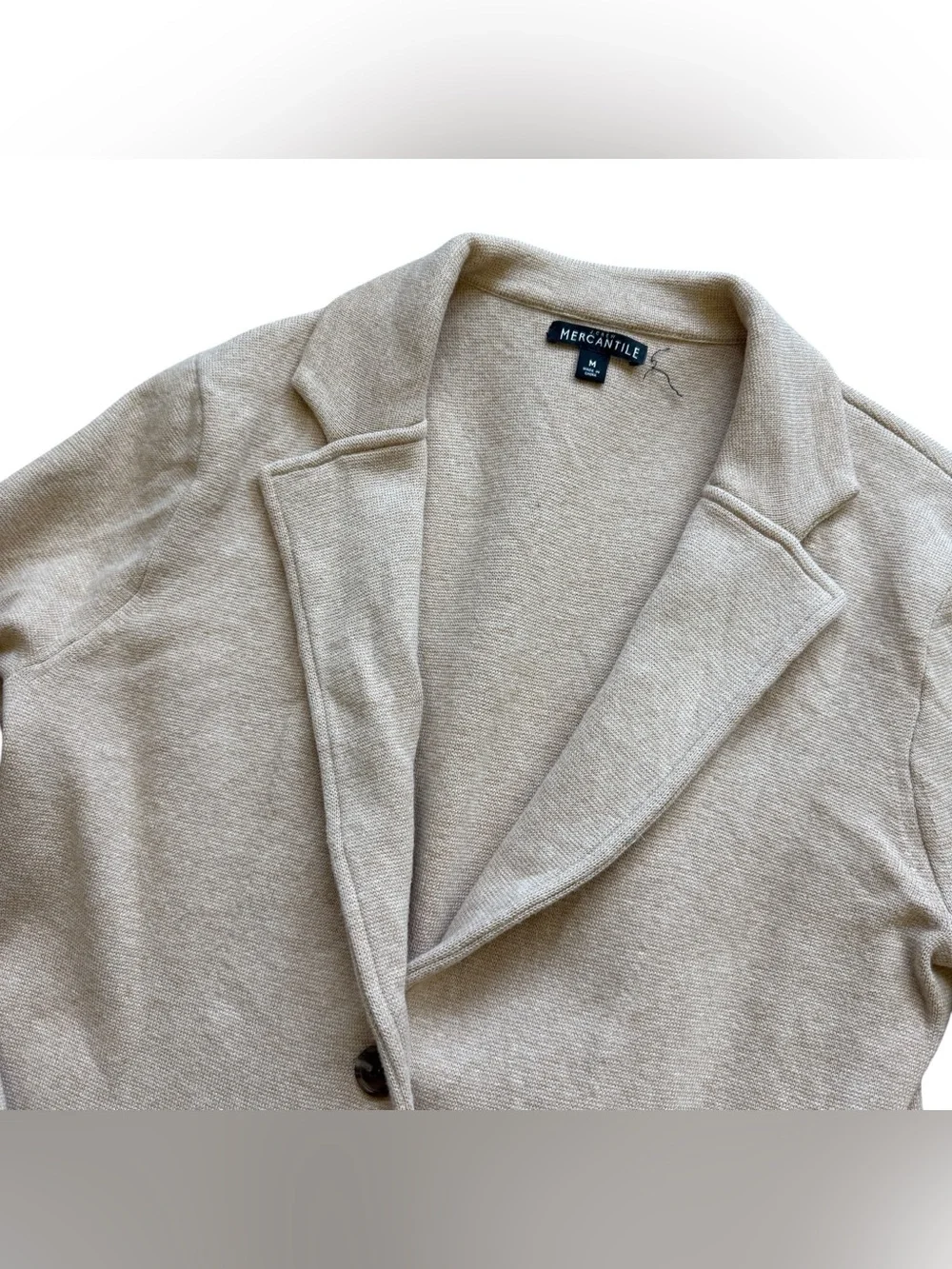 J.Crew Mercantile Women’s Cotton Knit Blazer Oatmeal Beige M Quiet Luxury Office