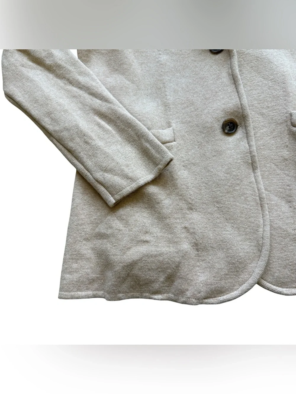 J.Crew Mercantile Women’s Cotton Knit Blazer Oatmeal Beige M Quiet Luxury Office