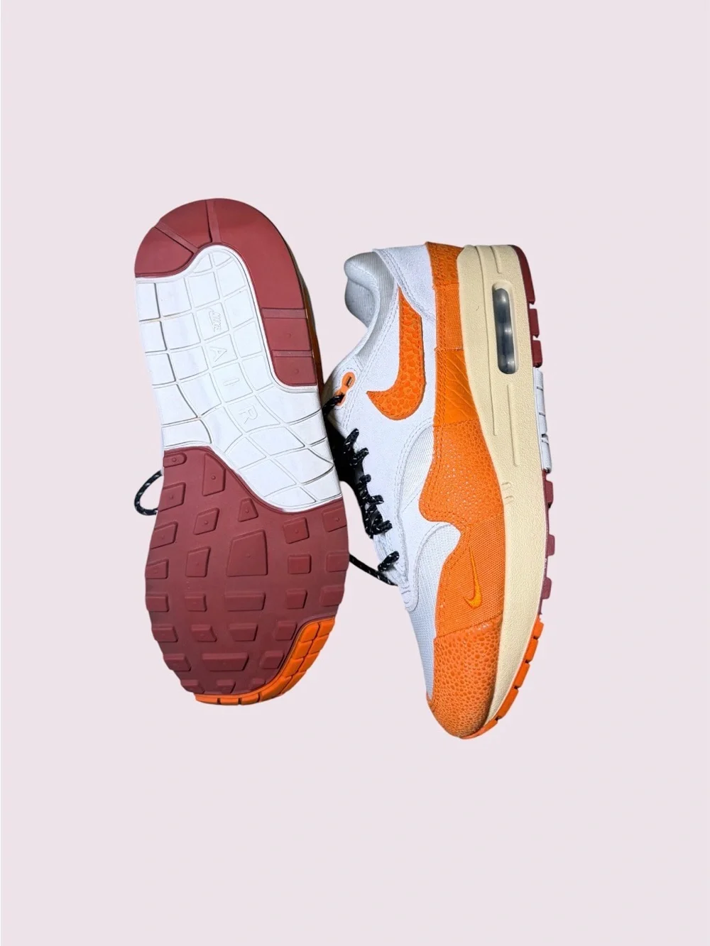 ike Air Max 1 Light Bone/Magma Orange DZ4709-001 Women's Size 8.5 Medium