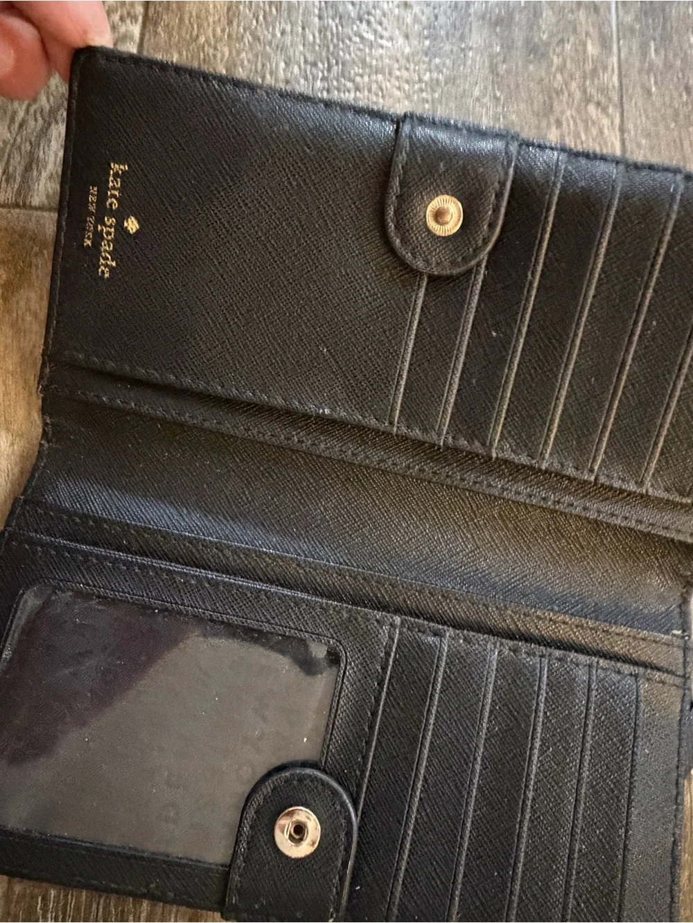 kate spade Black Wallet Card Holder with Gold Logo Plate