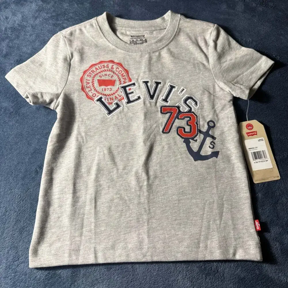 Levi's Toddler Boys 73 Anchor Graphic Short Sleeve T-Shirt Size 4 XS Grey