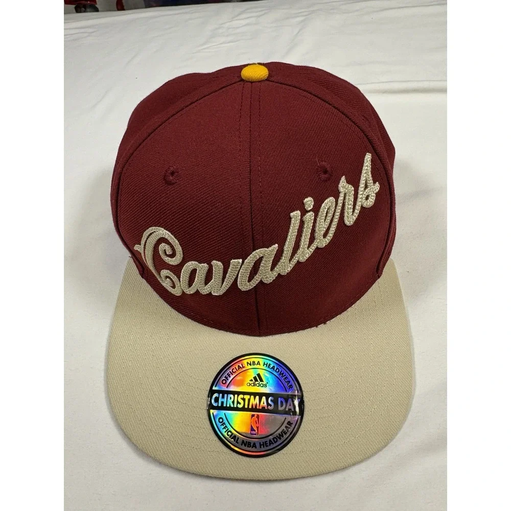 Adidas Cleveland Cavaliers Christmas Day Snapback Hat Wine Gold NBA On Court New