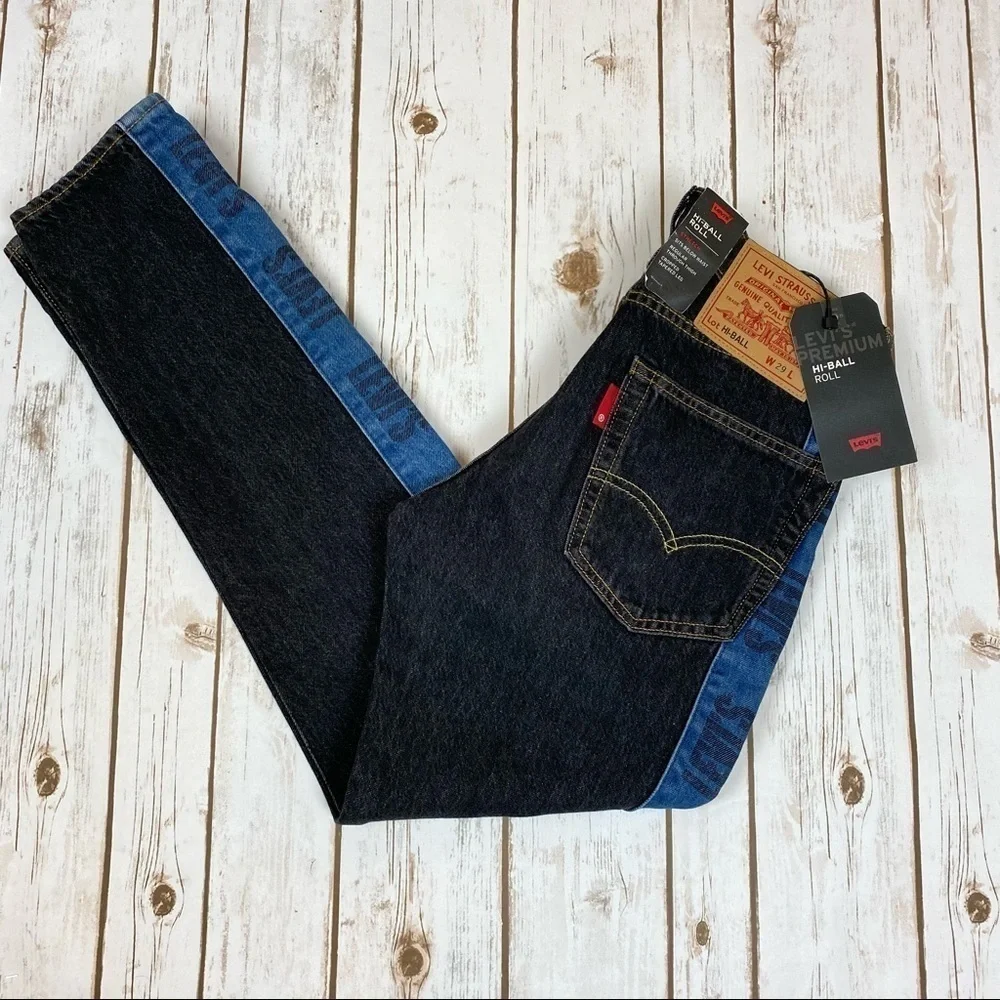 Levi’s Hi Ball Roll Logo Stripe Denim Jeans Size 29 Men‎